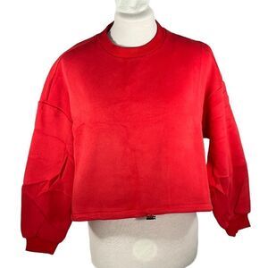Cali BE Red Cropped Cinch Long Sleeve Sweatshirt Size M Style HYF2008034